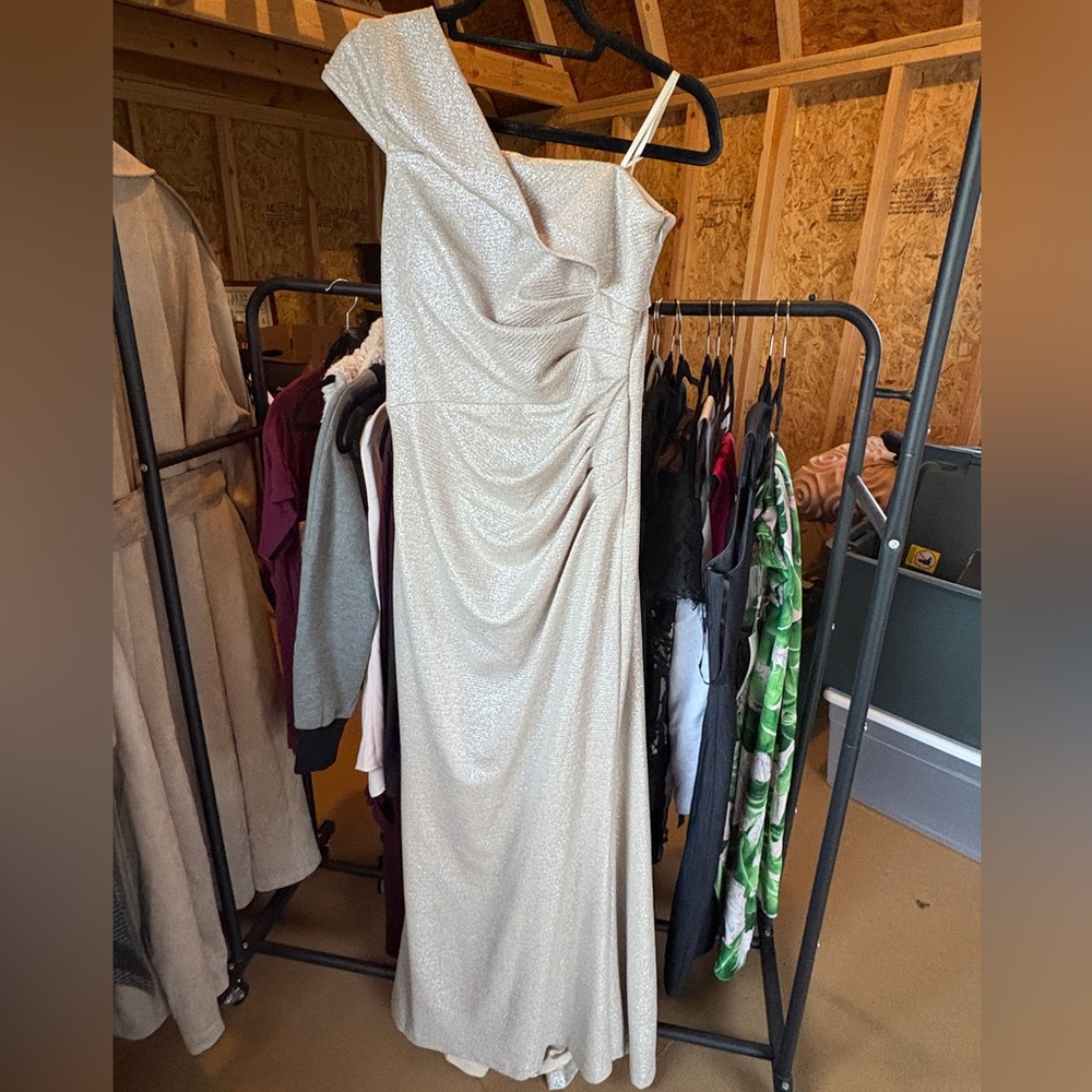 Eliza J One Shoulder Cream Dress
